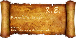 Korsós Ervin névjegykártya