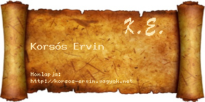 Korsós Ervin névjegykártya